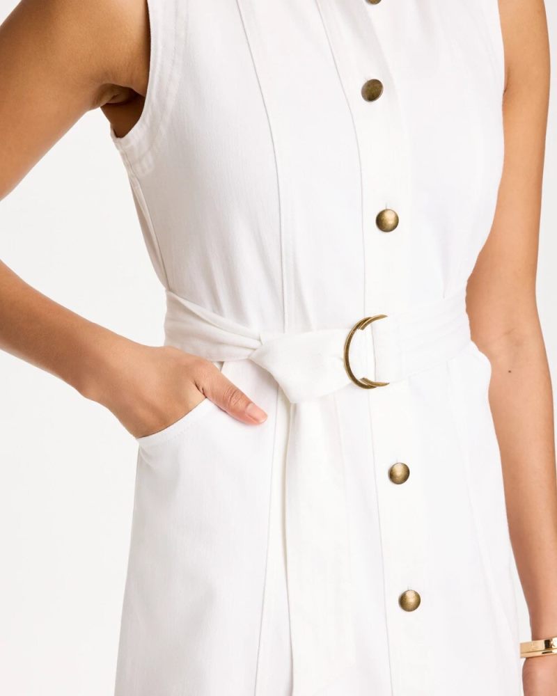 Chicos Denim Sleeveless Shirtdress - ALABASTER