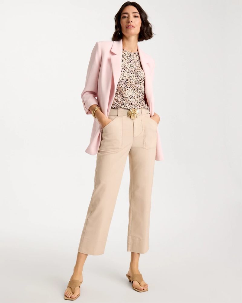 Chicos High Hem Straight Crop Pants - PALE SAND