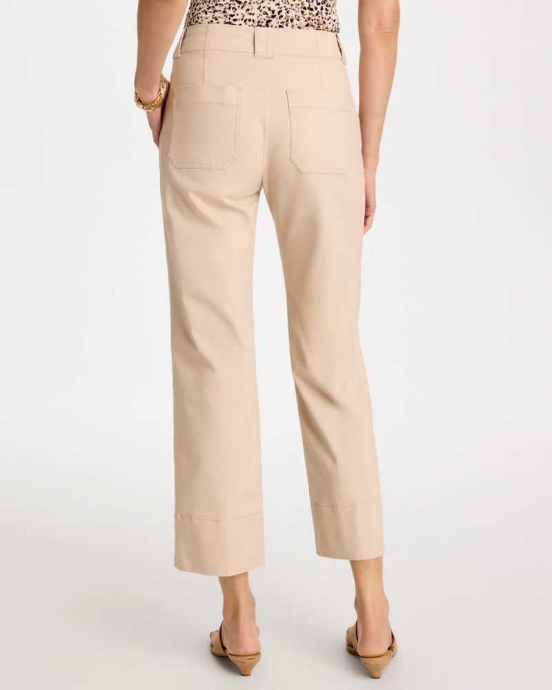 Chicos High Hem Straight Crop Pants - PALE SAND
