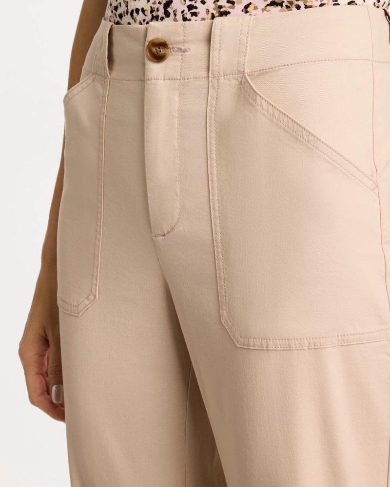 Chicos High Hem Straight Crop Pants - PALE SAND