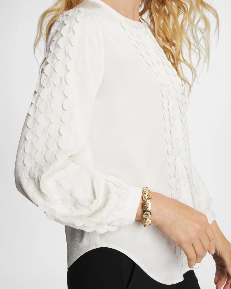 Chicos Laser Cut Crinkle Blouse - ECRU