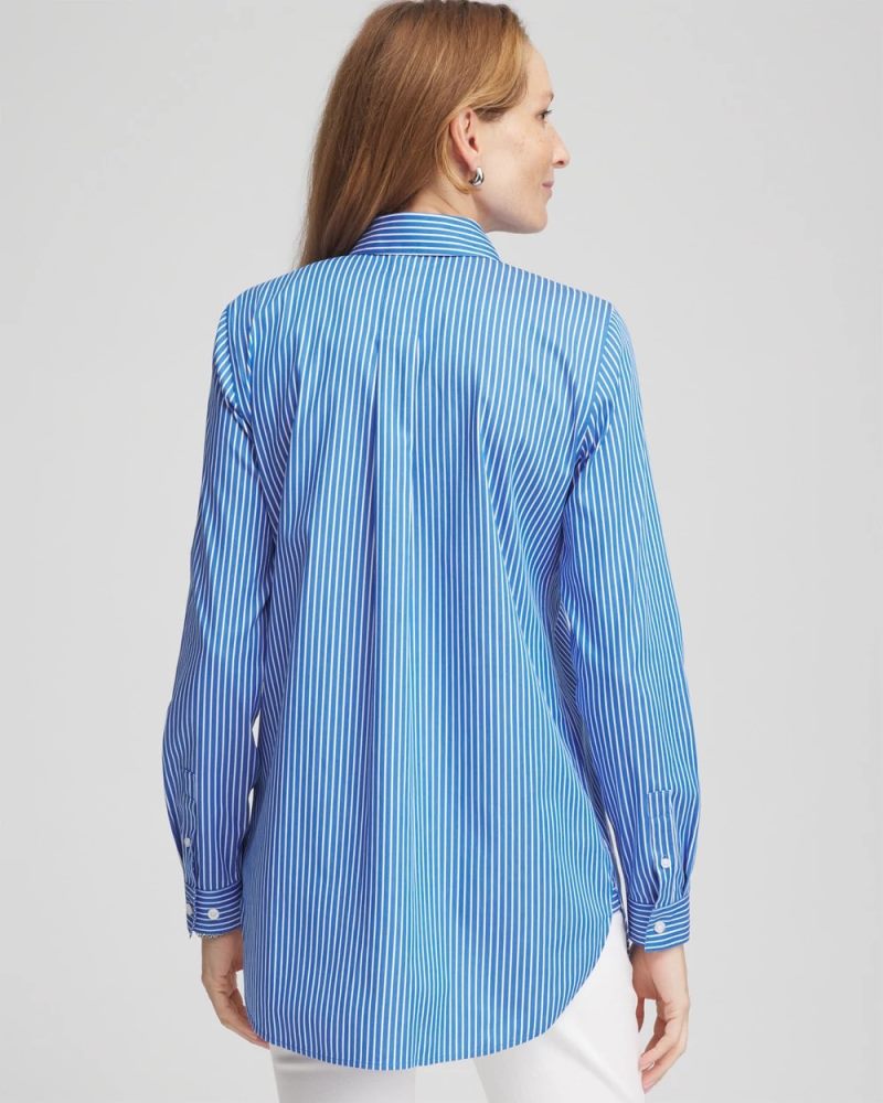 Chicos No Iron Embroidered Pinstripe Tunic - TURKISH SEA