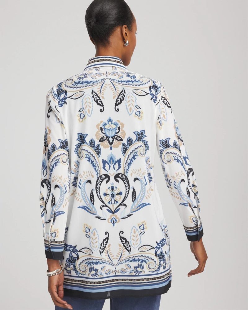 Chicos Travelers™ Collection Paisley Mesh Shirt Jacket - CANYON BLUE