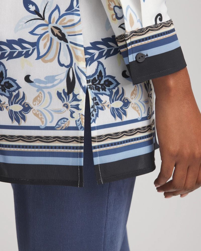 Chicos Travelers™ Collection Paisley Mesh Shirt Jacket - CANYON BLUE
