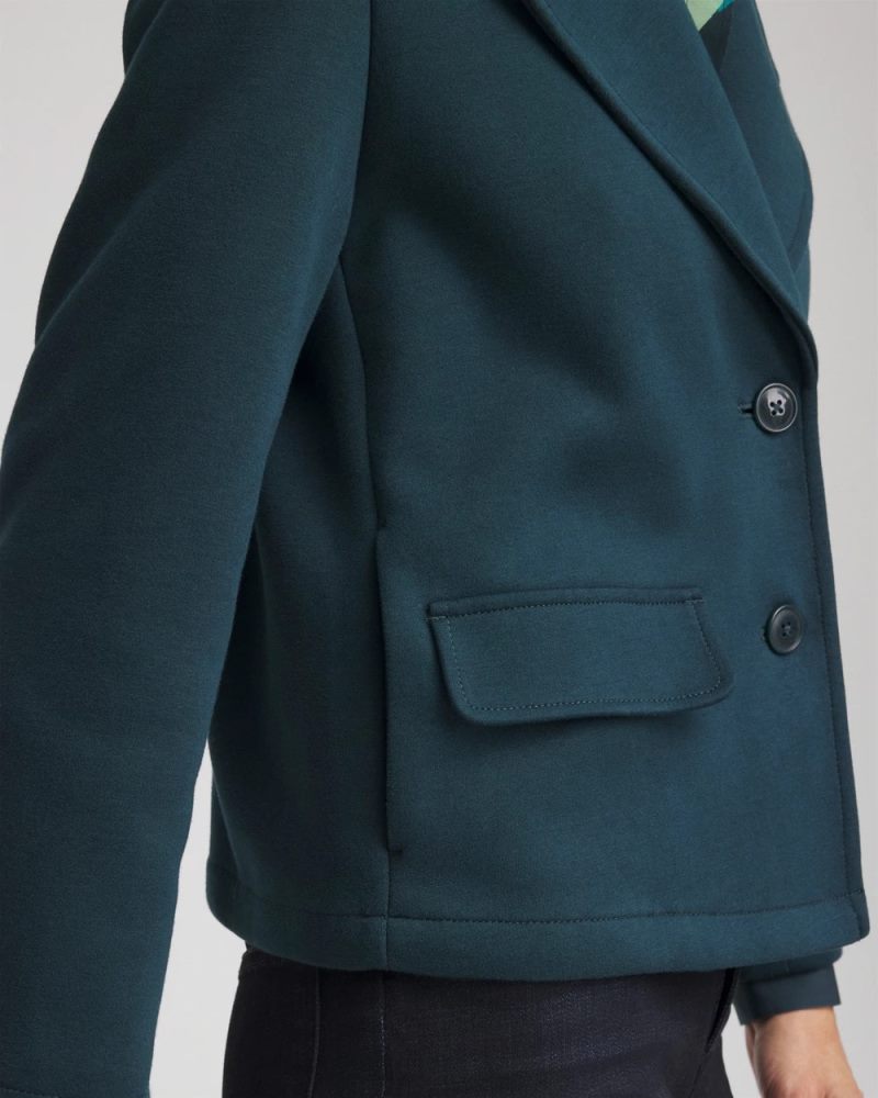 Chicos Plush Knit Blazer - TEAL SHADOW