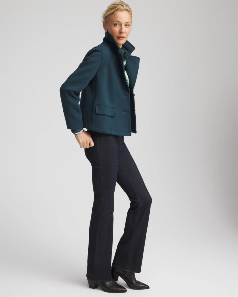 Chicos Plush Knit Blazer - TEAL SHADOW