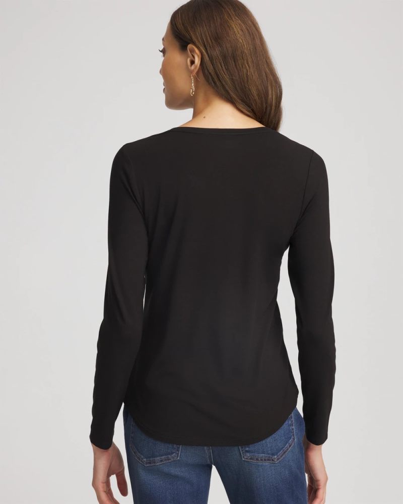 Chicos Touch of Cool™ V-Neck Layering Tee - BLACK