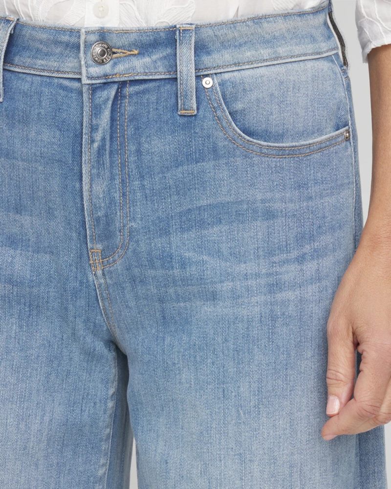 Chicos High Rise Wide Leg Cropped Denim - BEACH ROAD INDIGO