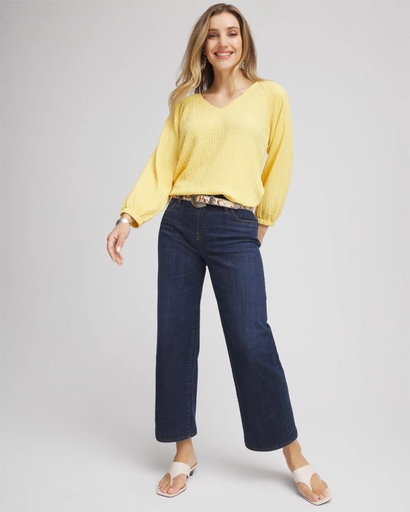 Chicos Girlfriend Wide-Leg Cropped Jean - DARK SAPPHIRE INDIGO