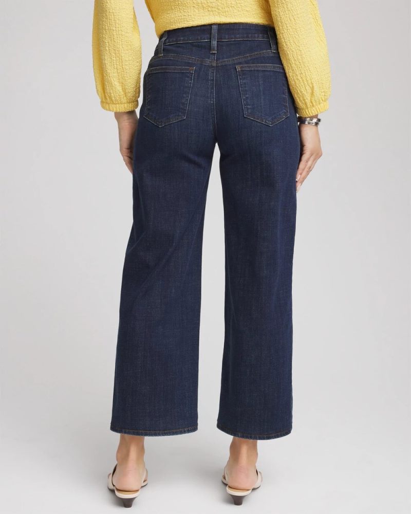 Chicos Girlfriend Wide-Leg Cropped Jean - DARK SAPPHIRE INDIGO