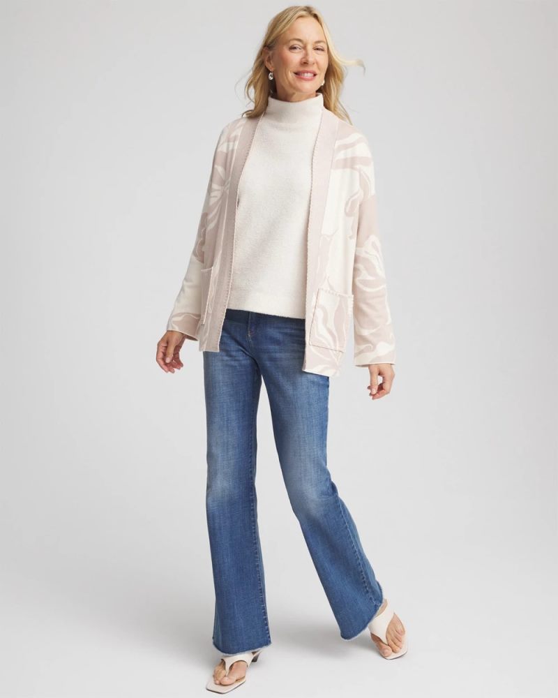 Chicos Abstract Bloom Cardigan - ENGLISH CREAM