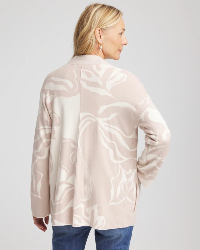 Chicos Abstract Bloom Cardigan - ENGLISH CREAM