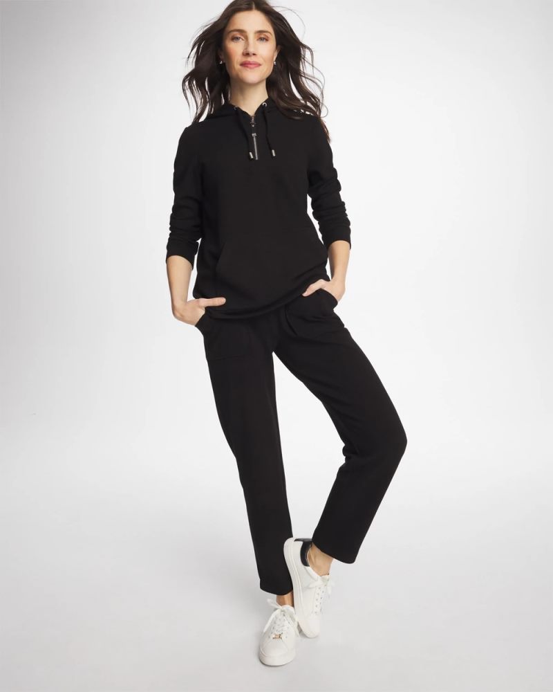Chicos Zenergy® Soft Waffle Tapered Ankle Pants - BLACK