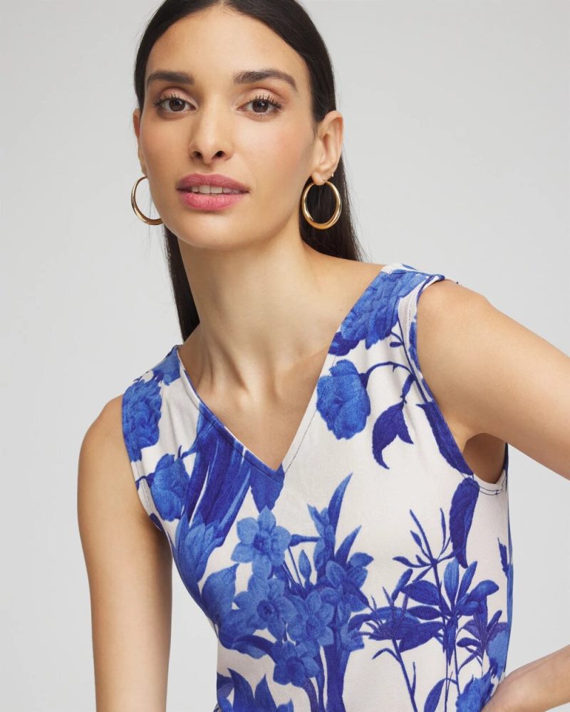 Chicos Travelers™ Wildflower Convertible Tank - VIBRANT BLUE