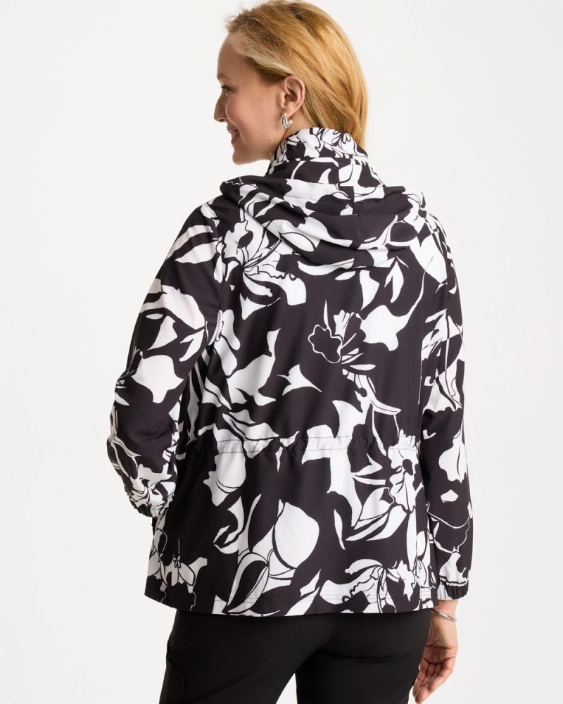 Chicos Zenergy® Ripstop Floral Nights Anorak Jacket - BLACK