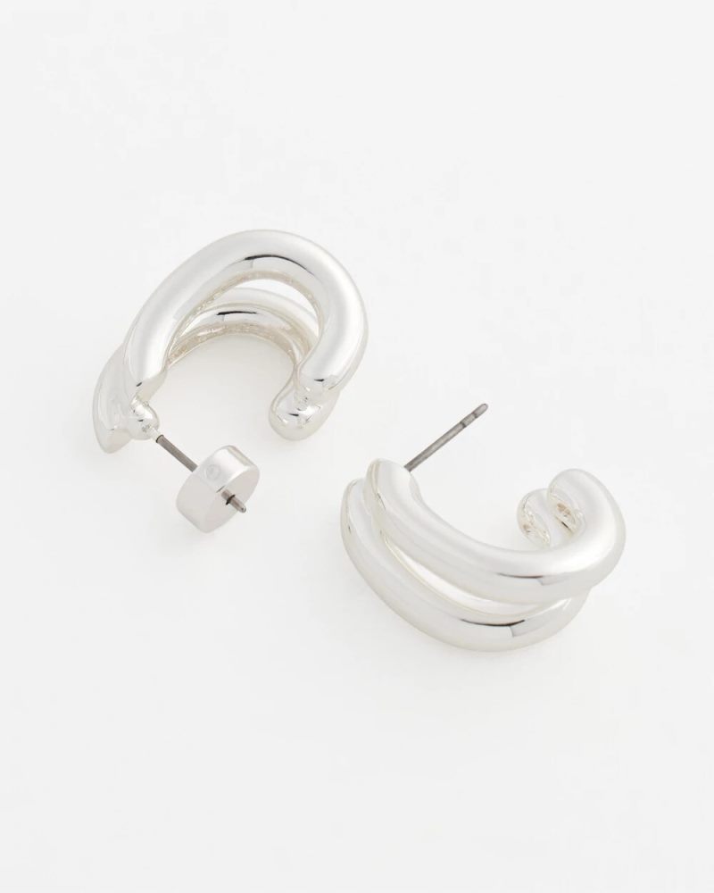 Chicos Silver Double Mini Hoop Earrings - SILVER