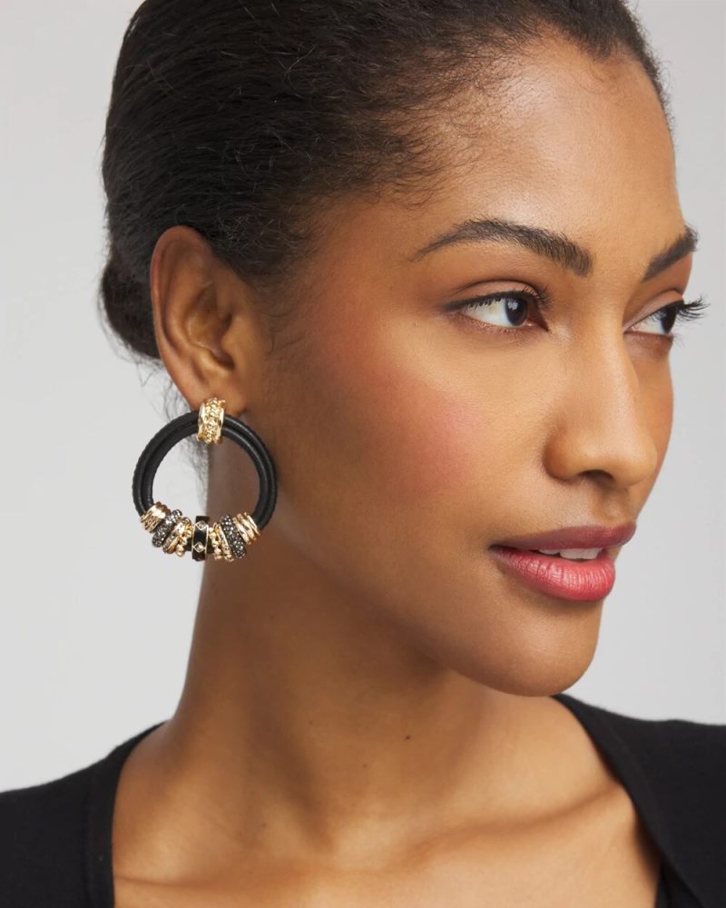 Chicos Black & Goldtone Charm Earrings - GOLD