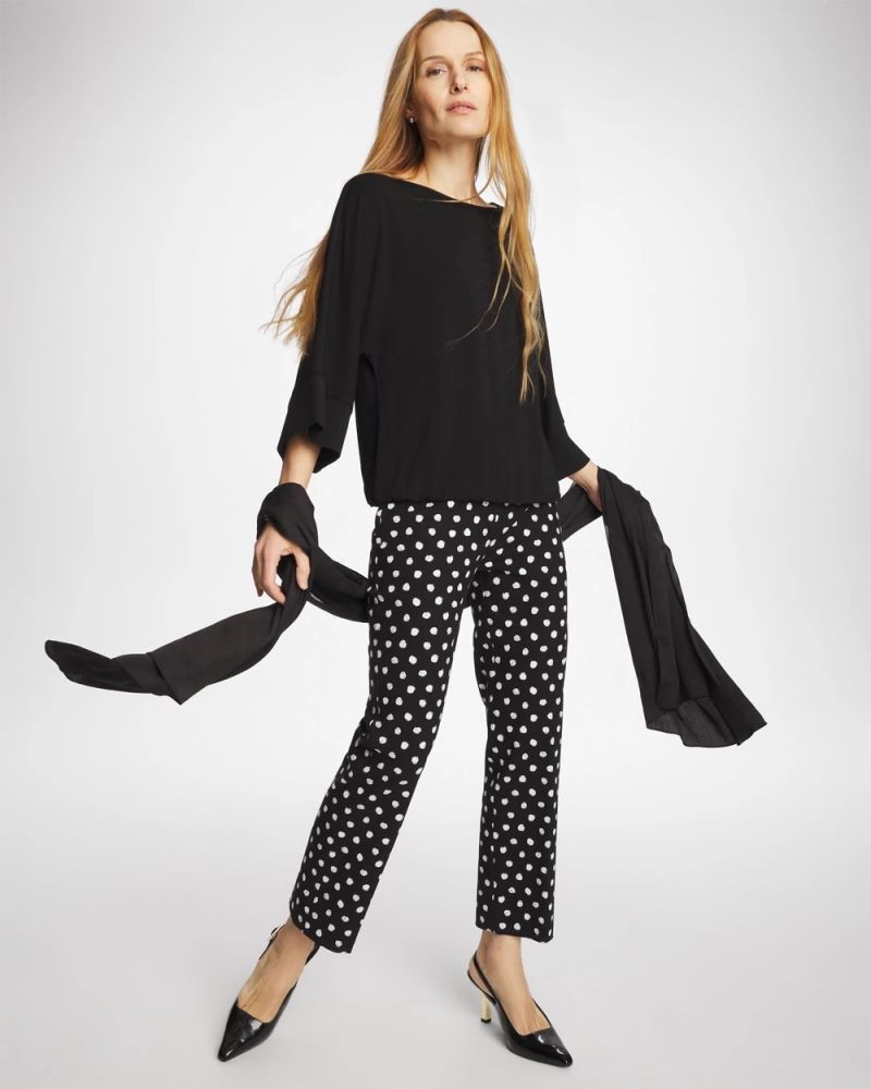Chicos Matte Jersey Bubble Hem Top - BLACK