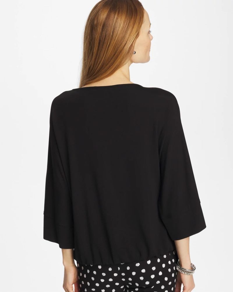 Chicos Matte Jersey Bubble Hem Top - BLACK