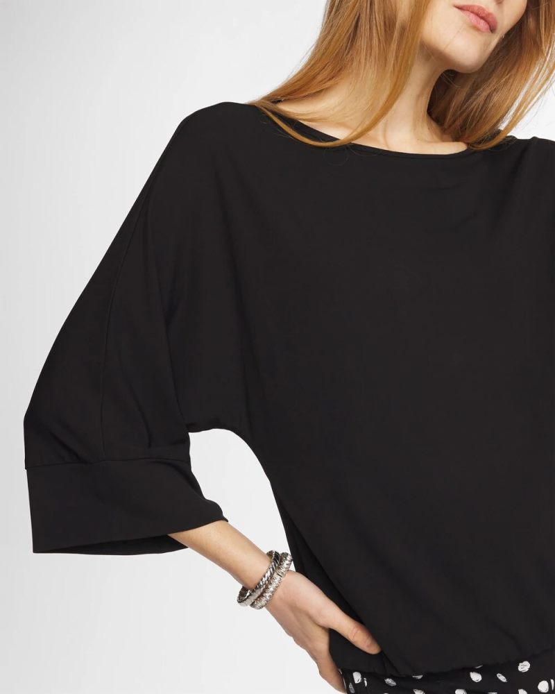 Chicos Matte Jersey Bubble Hem Top - BLACK