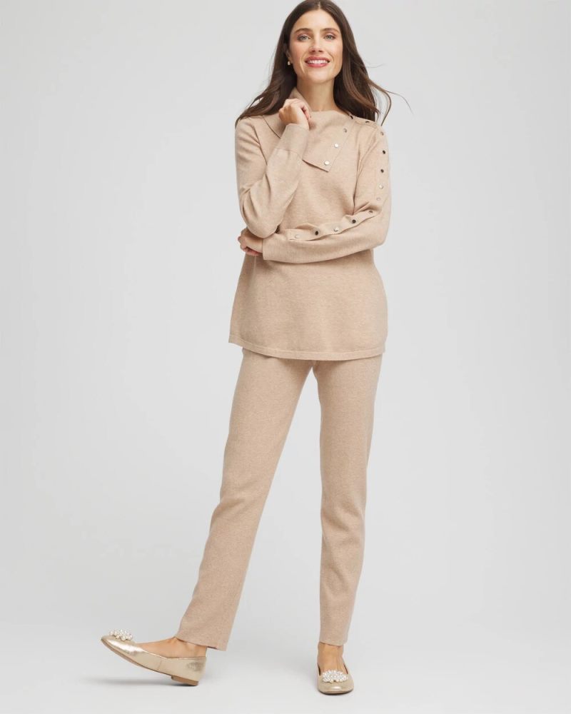 Chicos Zenergy® Luxe Envelope Neck Sweater - CHAMPAGNE FIZZ