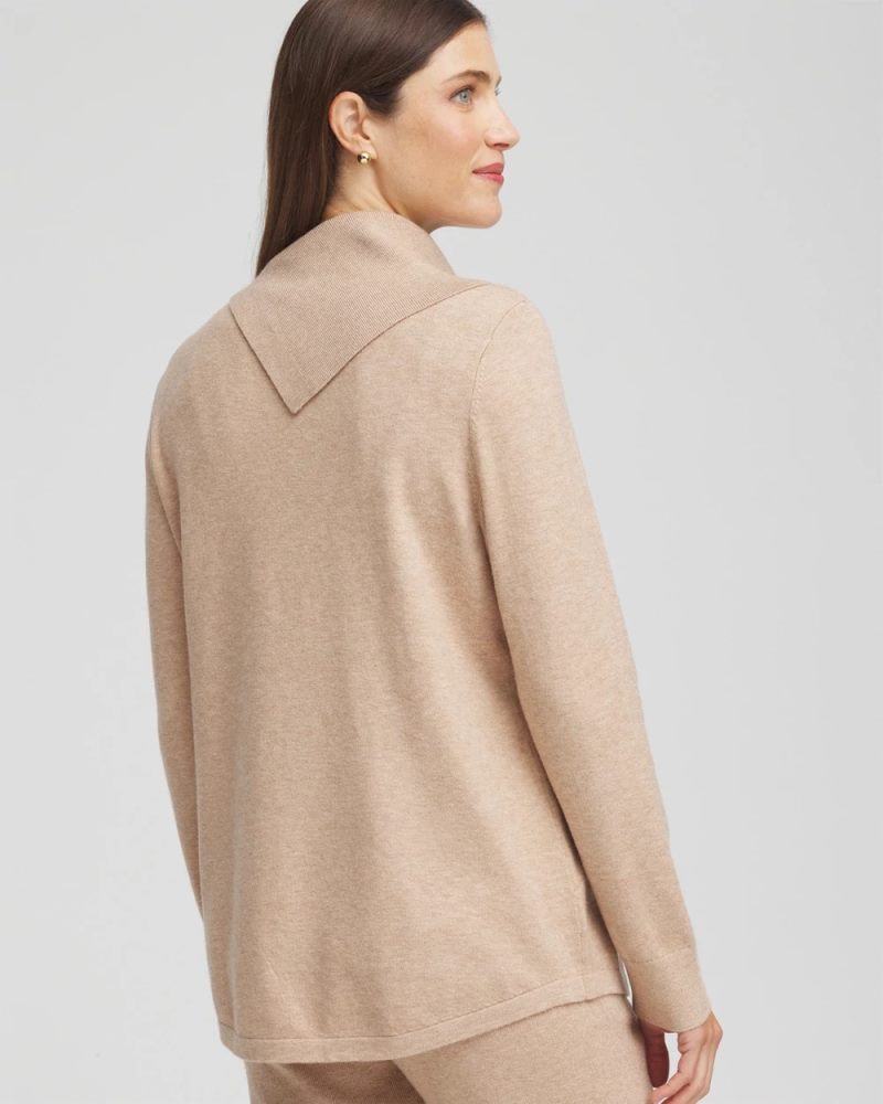 Chicos Zenergy® Luxe Envelope Neck Sweater - CHAMPAGNE FIZZ