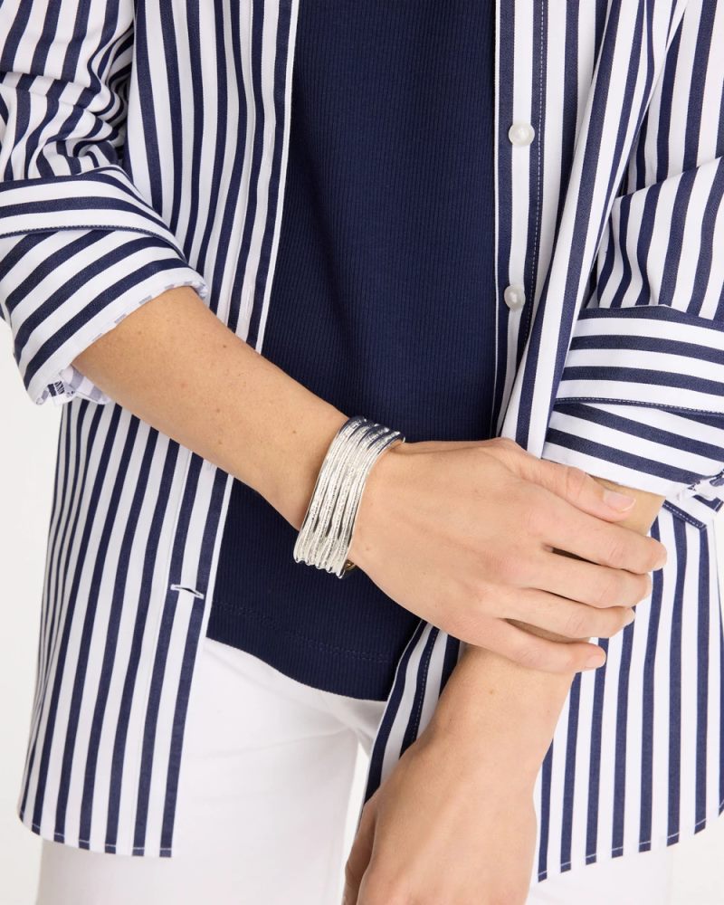 Chicos Silvertone Cuff Bracelet - SILVER