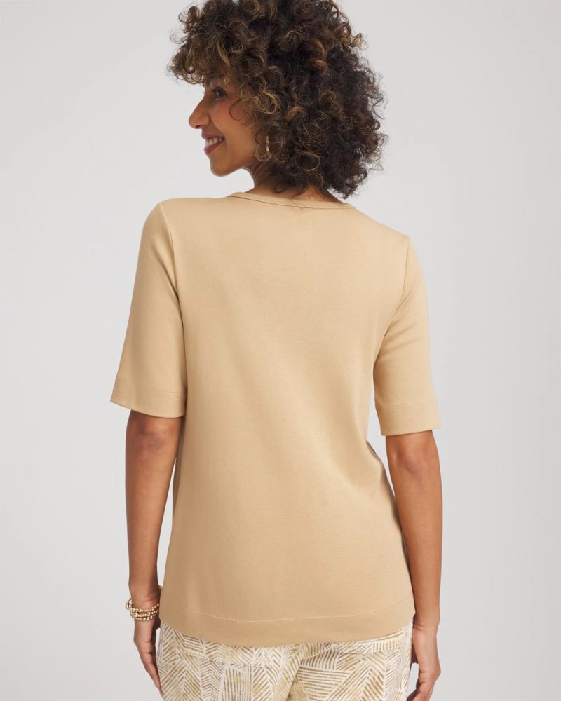 Chicos Classic Fit Pima Cotton Tee - CAFE AROMA