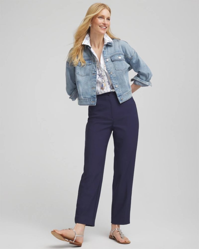 Chicos Fly Front Ankle Pants - PASSPORT BLUE