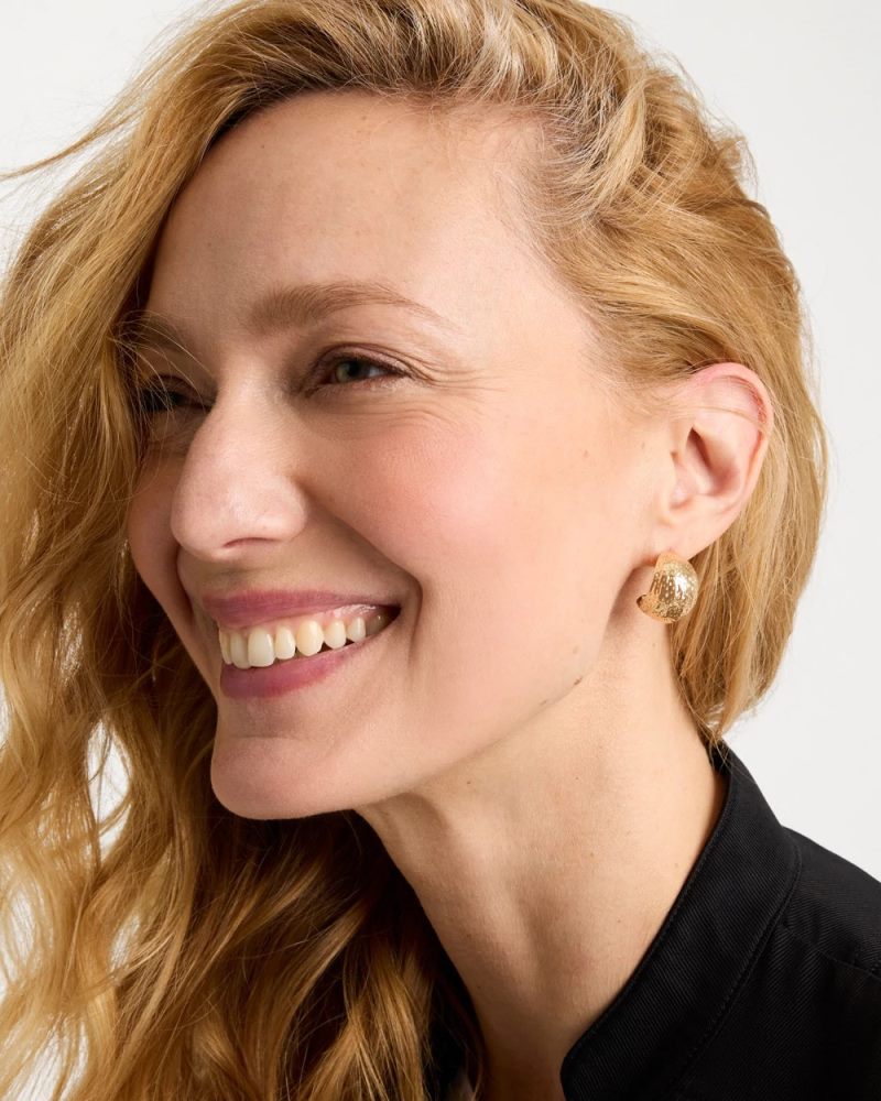 Chicos Crinkle Goldtone Hoop Earrings - GOLD