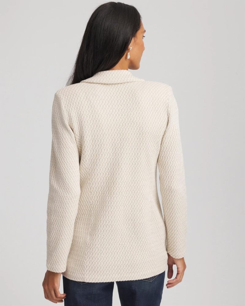 Chicos Metallic Rhinestone Sweater Blazer - ENGLISH CREAM