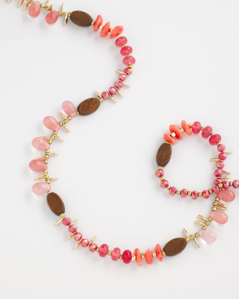 Chicos Beaded Single Strand Necklace - WARM MULTI