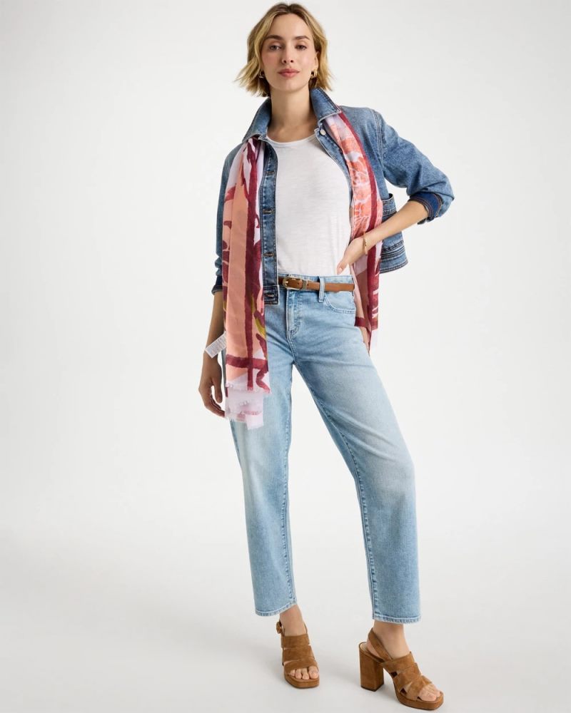 Chicos Slub Crewneck Button Tee - ALABASTER