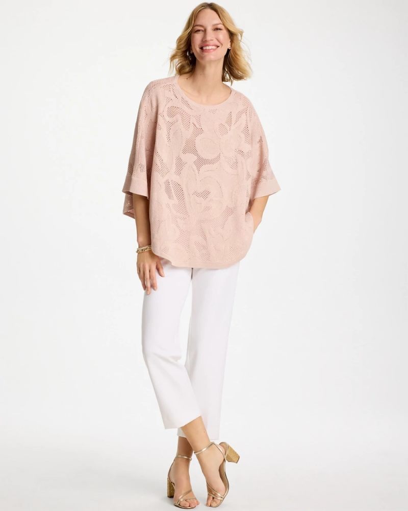 Chicos Boatneck Rounded Hem Poncho - ROSE SMOKE