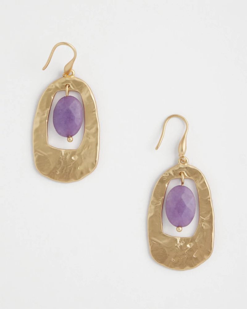 Chicos Gem Drop Earrings - PURPLE