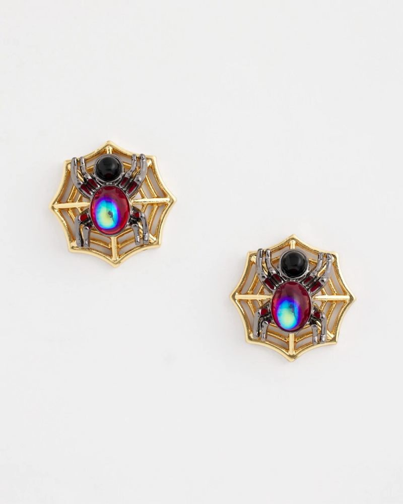 Chicos Spider Web Glitz Earrings - ORANGE