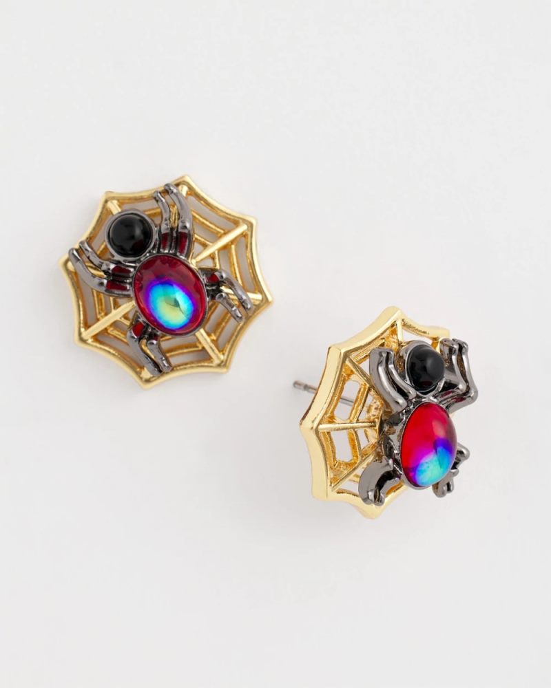 Chicos Spider Web Glitz Earrings - ORANGE