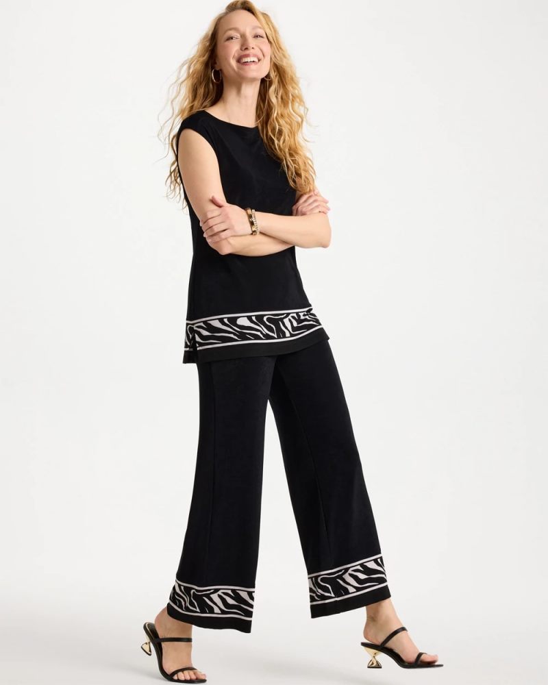 Chicos Abstract Zebra Cropped Pants - TRAVELERS BLACK