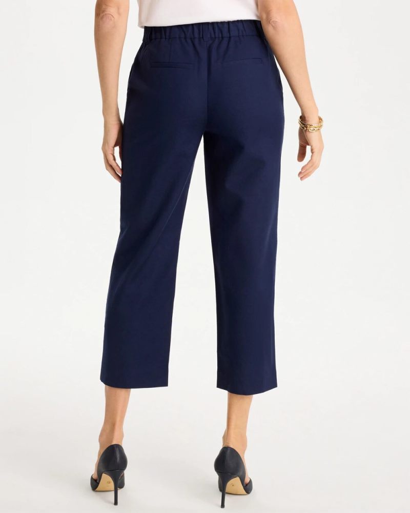 Chicos Embroidered Linen Fly Front Pants - PASSPORT BLUE