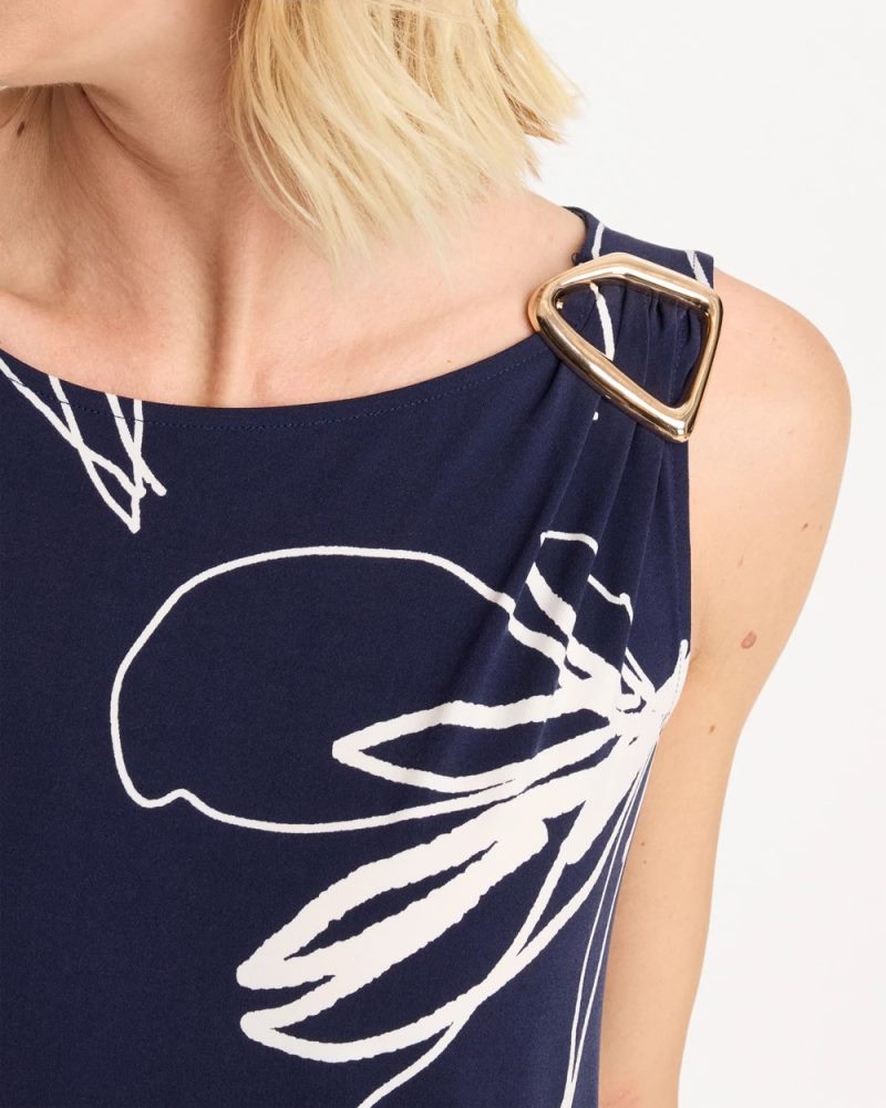 Chicos Travelers™ Knit Botanical Jeweled Dress - PASSPORT BLUE