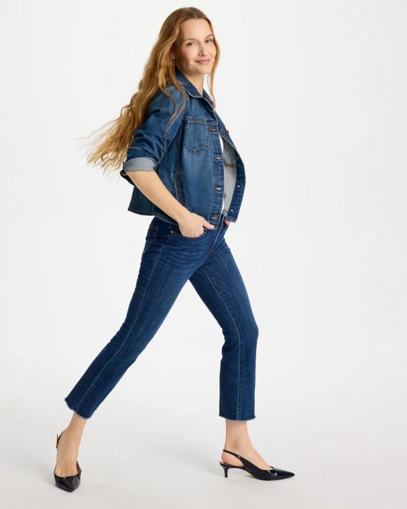 Chicos Girlfriend Fray Hem Kick Flare Jeans - CARINA INDIGO