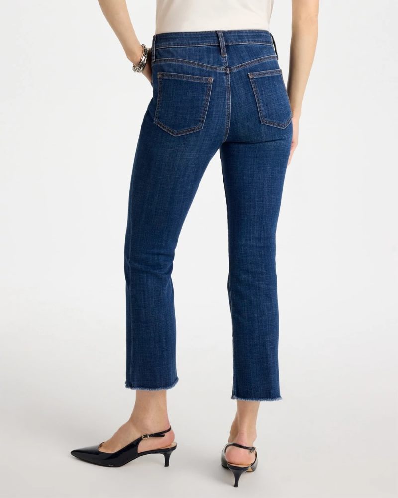Chicos Girlfriend Fray Hem Kick Flare Jeans - CARINA INDIGO