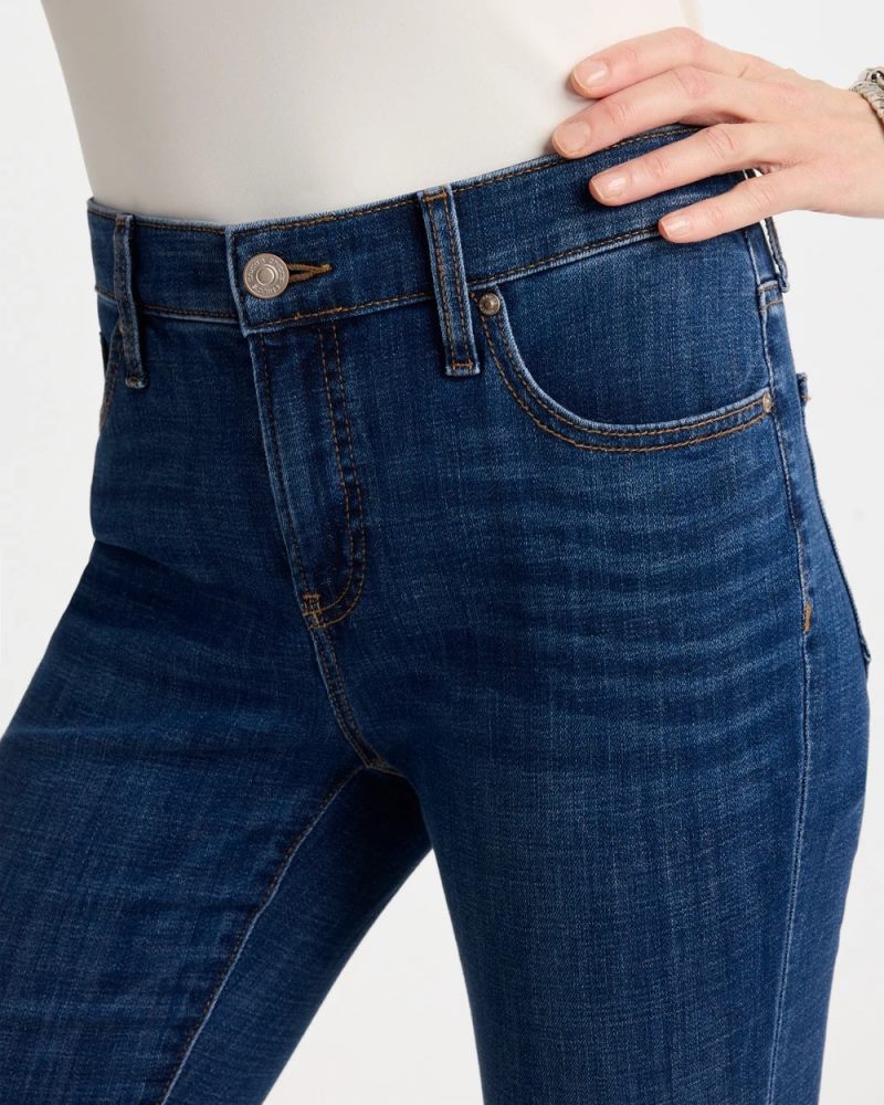 Chicos Girlfriend Fray Hem Kick Flare Jeans - CARINA INDIGO