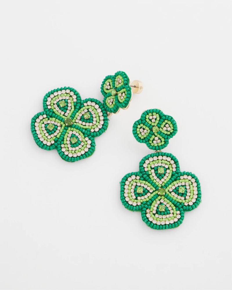 Chicos Clover Drop On Post Earrings - GREEN