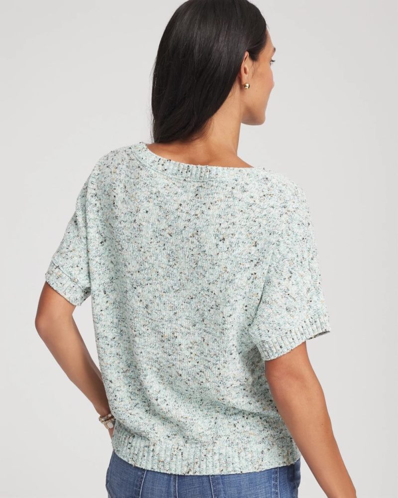 Chicos Textured Dolman Pullover Sweater - BLUE MENTHE