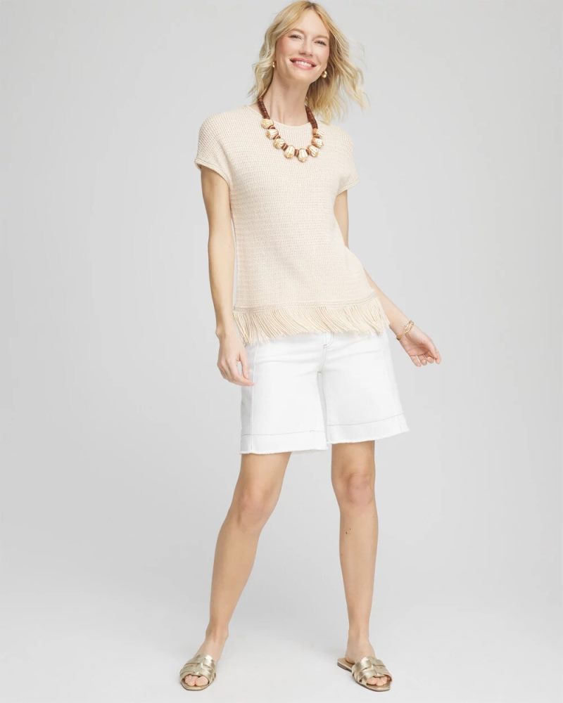 Chicos Fringe-Hem Dolman Sweater Tee - GLISTENING SAND