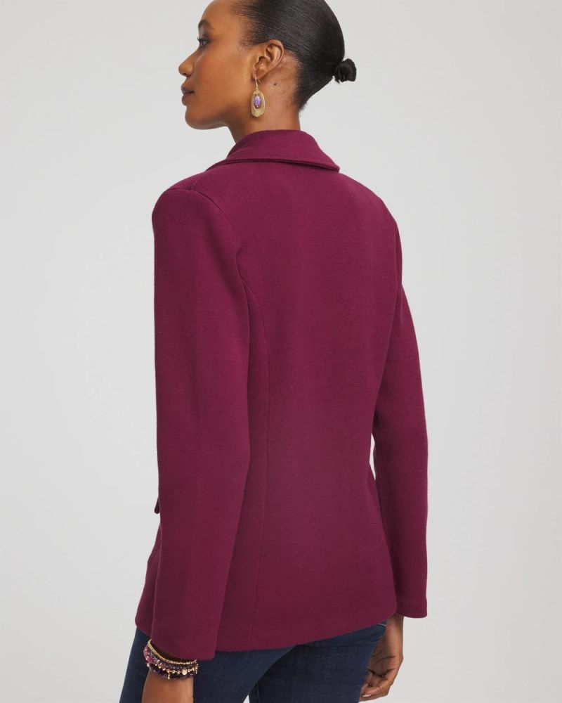 Chicos Single-Breasted Sweater Blazer - DEEP CHIANTI