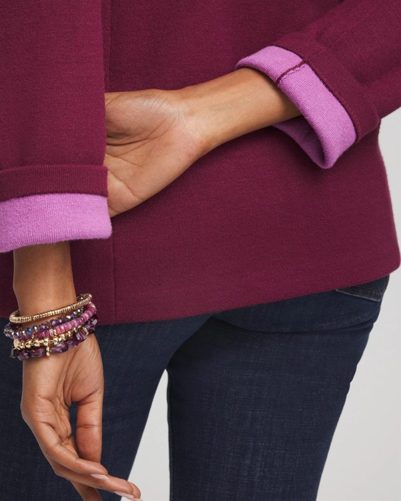 Chicos Single-Breasted Sweater Blazer - DEEP CHIANTI