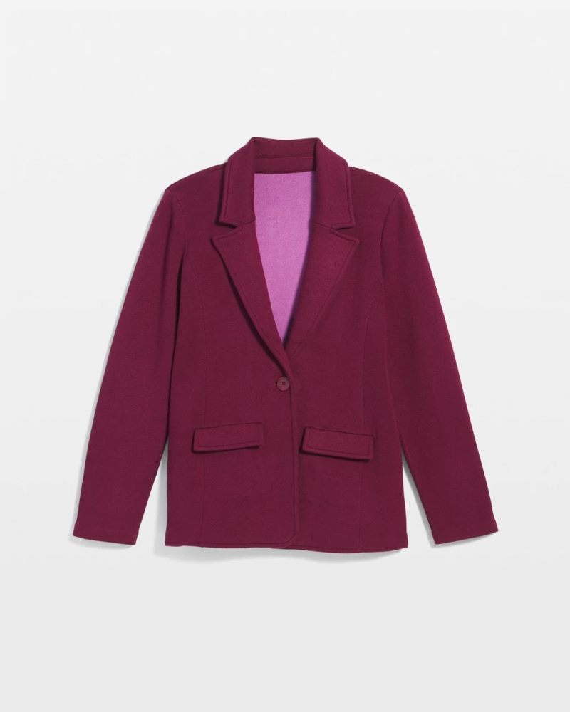 Chicos Single-Breasted Sweater Blazer - DEEP CHIANTI