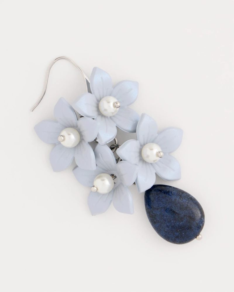 Chicos Lapis Lazuli Stone Flower Earrings - BLUE